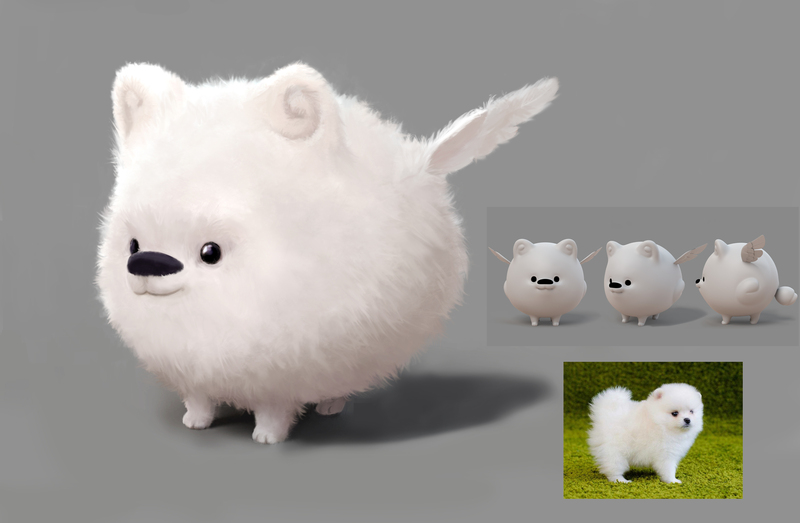 Size: 3508x2294 | Tagged: safe, derpibooru import, official, cloudpuff, dog, pomeranian, g5, my little pony: a new generation, concept art, flying pomeranian, image, jpeg, male, solo, winged dog, wings