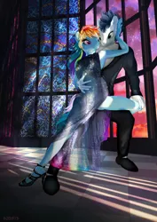 Size: 750x1060 | Tagged: safe, artist:20zf15, derpibooru import, rainbow dash, soarin', anthro, pegasus, pony, 3d, dancing, female, image, jpeg, male, mare, shipping, soarindash, stallion, straight