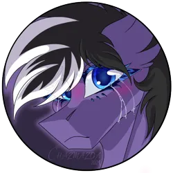 Size: 600x600 | Tagged: safe, artist:chazmazda, derpibooru import, oc, oc:stormblaze, unofficial characters only, pegasus, pony, blushing, cel shading, coloured hair, commission, commission open, crying, hair highlights, highlights, icon, icon commission, image, lineart, png, sad, shading, short hair, simple background, unhappy