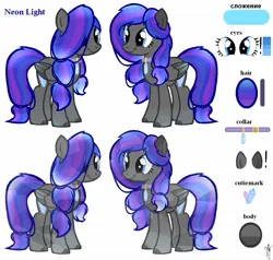 Size: 1177x1122 | Tagged: safe, artist:dorry, derpibooru import, oc, oc:neon light, unofficial characters only, crystal pony, pegasus, pony, collar, crystal, crystal pony oc, cyrillic, duo, duo male and female, female, female oc, folded wings, image, jpeg, male, male oc, mare, mare oc, one eye covered, pegasus oc, reference sheet, rule 63, self paradox, self ponidox, signature, simple background, smiling, stallion, stallion oc, story included, white background, wings