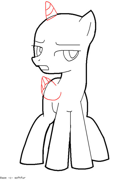 Size: 558x793 | Tagged: safe, artist:softfur, derpibooru import, oc, alicorn, pony, 2012, base, image, png, solo, teeth, template