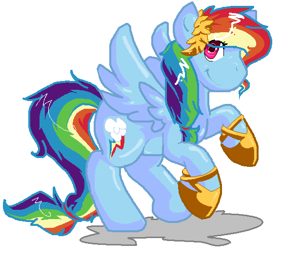 Size: 578x537 | Tagged: safe, artist:softfur, derpibooru import, rainbow dash, pegasus, pony, 2012, digital art, full body, image, pixel art, png, rearing, simple background, smiling, solo, white background