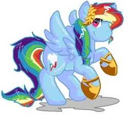 Size: 578x537 | Tagged: safe, artist:softfur, derpibooru import, rainbow dash, pegasus, pony, 2012, digital art, full body, image, pixel art, png, rearing, simple background, smiling, solo, white background