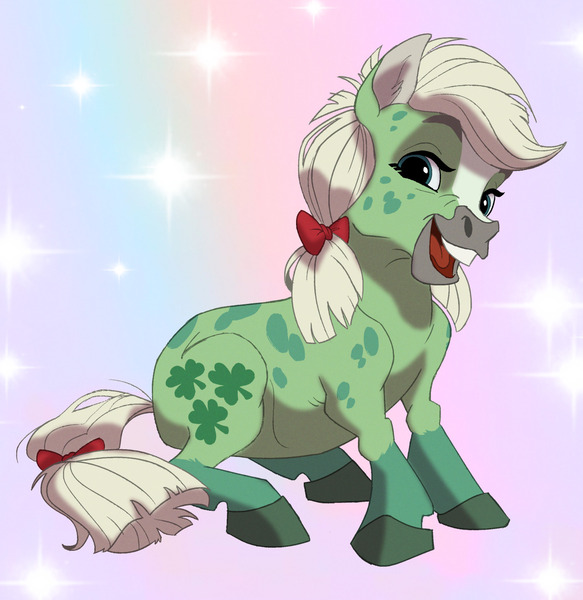 Size: 1280x1317 | Tagged: safe, artist:mandrawsdog, derpibooru import, minty (g1), earth pony, pony, g1, female, gradient background, image, jpeg, mare, open mouth, open smile, smiling, solo