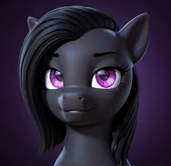 Size: 1114x1080 | Tagged: safe, ai content, derpibooru import, unnamed character, oc, pony, black background, black hair, black mane, female, image, jpeg, mare, purple eyes, simple background