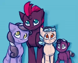 Size: 2863x2321 | Tagged: safe, artist:dreamcatchintilldawn, derpibooru import, cozy glow, fizzlepop berrytwist, tempest shadow, oc, pegasus, unicorn, g4, broken horn, family, family photo, happy, horn, image, jpeg, smiling, what if