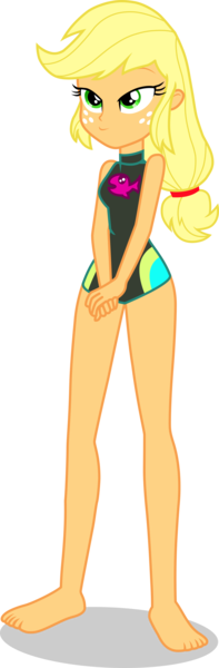 Size: 1287x3925 | Tagged: safe, alternate version, artist:dustinwatsongkx, derpibooru import, edit, applejack, human, equestria girls, g4, accessory swap, barefoot, clothes, clothes swap, feet, female, fluttershy's one-piece swimsuit, fluttershy's swimsuit, fluttershy's wetsuit, hatless, image, missing accessory, my little pony equestria girls: better together, one-piece swimsuit, png, simple background, solo, swimsuit, swimsuit edit, swimsuit swap, transparent background, vector