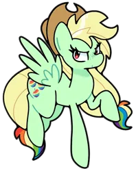 Size: 713x900 | Tagged: safe, alternate version, artist:kindakismet, derpibooru import, pegasus, pony, applejack's hat, cowboy hat, fusion:appledash, fusion:applejack, fusion:rainbow dash, hat, image, png, simple background, solo, transparent background