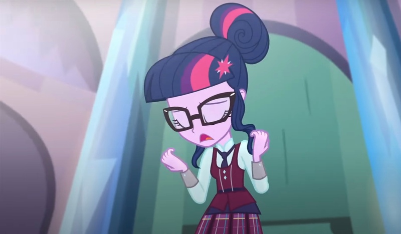 Size: 2075x1210 | Tagged: safe, derpibooru import, screencap, sci-twi, twilight sparkle, human, equestria girls, g4, clothes, crystal prep academy, crystal prep academy uniform, eyes closed, image, indoors, jpeg, my little pony equestria girls: friendship games, necktie, pillar, sad, school tie, school uniform, singing, solo, uniform, what more is out there