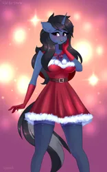 Size: 1872x3000 | Tagged: suggestive, artist:xjenn9, ponerpics import, oc, unofficial characters only, anthro, breasts, christmas, christmas sweater, cleavage, clothes, evening gloves, female, gloves, holiday, image, long gloves, looking at you, png, solo, solo female, sweater