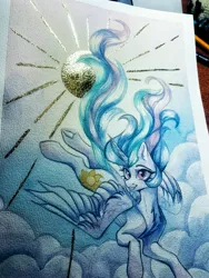 Size: 3024x4032 | Tagged: safe, artist:jsunlight, derpibooru import, princess celestia, alicorn, pony, image, jpeg, solo, traditional art, watercolor painting