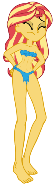 Size: 775x2636 | Tagged: suggestive, derpibooru import, sunset shimmer, equestria girls, g4, bare shoulders, barefoot, bikini, breasts, clothes, eyes closed, feet, female, hand on hip, image, jungle girl, legs, loincloth, photo, png, ripping clothes, sexy, simple background, sleeveless, solo, solo female, stupid sexy sunset shimmer, swimsuit, torn clothes, transparent background