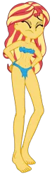 Size: 775x2636 | Tagged: suggestive, derpibooru import, sunset shimmer, equestria girls, g4, bare shoulders, barefoot, bikini, breasts, clothes, eyes closed, feet, female, hand on hip, image, jungle girl, legs, loincloth, photo, png, ripping clothes, sexy, simple background, sleeveless, solo, solo female, stupid sexy sunset shimmer, swimsuit, torn clothes, transparent background