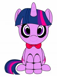 Size: 1536x2048 | Tagged: safe, artist:_jm0o, derpibooru import, twilight sparkle, twilight sparkle (alicorn), alicorn, pony, g4, animatronic, both cutie marks, bowtie, crossover, female, five nights at freddy's, folded wings, horn, image, jpeg, looking at you, mare, simple background, sitting, smiling, smiling at you, solo, tail, white background, wings, youtooz, youtooz mlp design competition