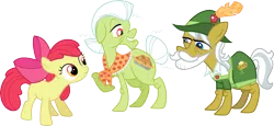 Size: 6526x3000 | Tagged: safe, artist:cloudy glow, derpibooru import, apple bloom, apple strudel, granny smith, earth pony, pony, g4, apple family member, female, image, male, mare, png, stallion, trio, vector