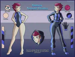 Size: 2500x1875 | Tagged: safe, artist:devillustart, derpibooru import, oc, oc:tempest shadow(prisoners of the moon), unofficial characters only, human, equestria girls, g4, alternate universe, clothes, couple, fireheart76's latex suit design, gloves, humanized, humanized oc, image, jpeg, latex, latex boots, latex gloves, latex suit, prisoners of the moon, rubber, rubber gloves, rubber suit