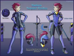 Size: 2500x1875 | Tagged: safe, artist:devillustart, derpibooru import, oc, oc:tempest shadow(prisoners of the moon), unofficial characters only, human, equestria girls, g4, alternate universe, clothes, couple, fireheart76's latex suit design, gloves, humanized, humanized oc, image, jpeg, latex, latex boots, latex gloves, latex suit, prisoners of the moon, rubber, rubber gloves, rubber suit