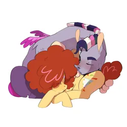 Size: 2048x2048 | Tagged: safe, artist:aztrial, derpibooru import, oc, oc:felicity, oc:star oasis, unofficial characters only, draconequus, earth pony, hybrid, pony, cuddling, draconequus oc, duo, duo male and female, eyes closed, female, image, interspecies offspring, lying down, male, mare, oc x oc, offspring, offspring shipping, parent:cheese sandwich, parent:discord, parent:pinkie pie, parent:twilight sparkle, parents:cheesepie, parents:discolight, png, prone, shipping, simple background, sleeping, straight, white background