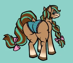 Size: 2198x1907 | Tagged: suggestive, artist:catponything, derpibooru import, horse, pony, bedroom eyes, bow, butt, clothes, cocoa (wild manes), derpibooru exclusive, female, hair bow, image, mare, panties, png, solo, the ass was fat, underwear, wild manes