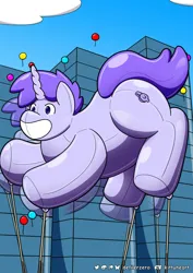 Size: 1053x1490 | Tagged: safe, artist:defilerzero, ponerpics import, oc, unofficial characters only, balloon pony, inflatable pony, pony, balloon, balloon fetish, fetish, image, inflatable, jpeg, male, smiling, solo, stallion