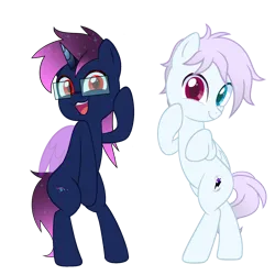 Size: 4000x4000 | Tagged: safe, artist:ramixe dash, derpibooru import, oc, oc:lightning stars, oc:osiris eclipse, unofficial characters only, alicorn, pegasus, g4, g5, base used, duo, g5 to g4, generation leap, glasses, image, male, png, race swap, simple background, transparent background