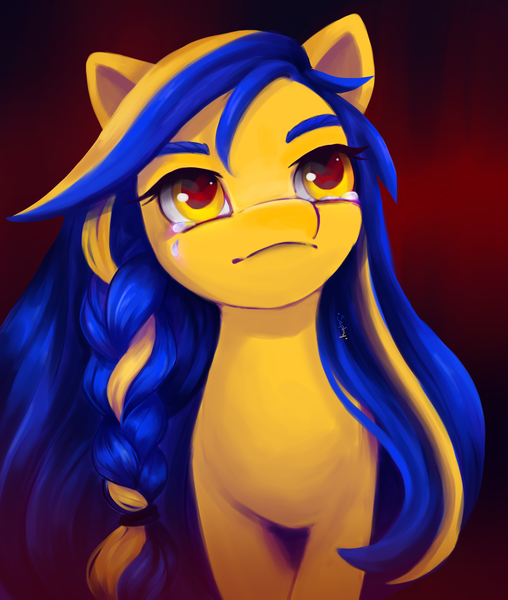 Size: 3300x3900 | Tagged: safe, artist:saphypone, derpibooru import, oc, oc:ukraine, ponified, unofficial characters only, earth pony, pony, crying, current events, image, nation ponies, png, sad, solo, ukraine