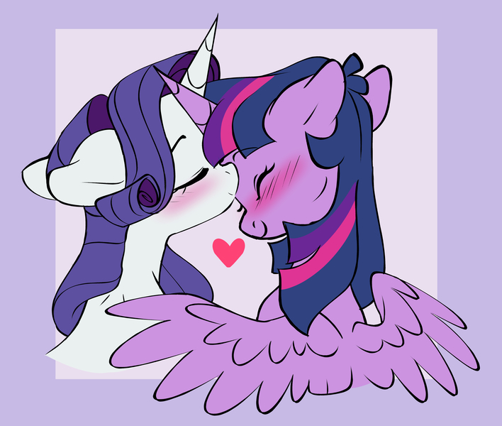 Size: 4097x3471 | Tagged: safe, artist:chub-wub, derpibooru import, rarity, twilight sparkle, twilight sparkle (alicorn), alicorn, pony, unicorn, g4, blushing, cute, daaaaaaaaaaaw, duo, duo female, eyes closed, female, forehead kiss, heart, horn, image, jpeg, kissing, lesbian, mare, raribetes, rarilight, ship:rarilight, shipping, smiling, spread wings, sweet dreams fuel, twiabetes, weapons-grade cute, wings