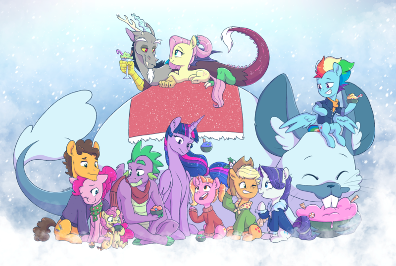 Size: 4175x2809 | Tagged: safe, artist:chub-wub, artist:shimazun, derpibooru import, applejack, cheese sandwich, discord, fluttershy, li'l cheese, luster dawn, pinkie pie, princess twilight 2.0, rainbow dash, rarity, spike, twilight sparkle, twilight sparkle (alicorn), alicorn, draconequus, pegasus, pony, unicorn, winterchilla, g4, the last problem, applejack's hat, cheesepie, cowboy hat, ethereal mane, female, folded wings, gigachad spike, hairband, hat, horn, image, male, mane seven, mane six, mare, my little pony, my little pony best gift ever, older, older applejack, older cheese sandwich, older fluttershy, older mane seven, older mane six, older pinkie pie, older rainbow dash, older rarity, older spike, older twilight, older twilight sparkle (alicorn), one eye closed, open mouth, open smile, png, shipping, sitting, smiling, spread wings, stallion, starry mane, straight, wings, winterzilla