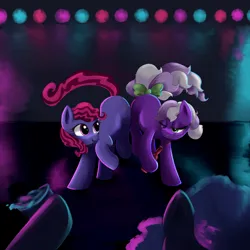 Size: 5000x5000 | Tagged: safe, artist:lillslim, derpibooru import, oc, unofficial characters only, earth pony, pony, g4, absurd resolution, alcohol, background, bow, digital art, drink, drugs, drunk, earth pony oc, image, looking at each other, looking at someone, party, png, rave