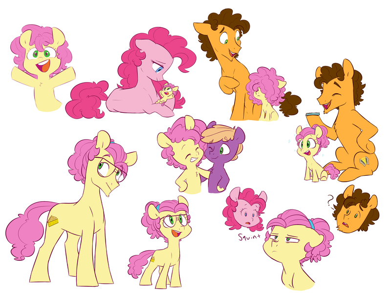 Size: 6000x4500 | Tagged: safe, artist:chub-wub, derpibooru import, cheese sandwich, li'l cheese, little mac, pinkie pie, earth pony, pony, g4, season 9, the last problem, spoiler:s09, age progression, alternate hairstyle, baby, baby pony, colt, eyes closed, father and child, father and son, female, foal, glasses, green eyes, hairband, happy, image, jpeg, male, mama pinkie, mare, mother and child, mother and son, my little pony, offspring, older, open mouth, open smile, parent:cheese sandwich, parent:pinkie pie, parents:cheesepie, simple background, sitting, smiling, squint, stallion, trio, white background