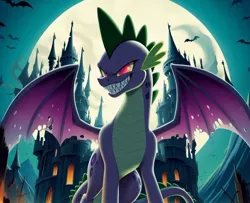 Size: 1024x831 | Tagged: safe, ai content, alternate version, derpibooru import, machine learning generated, spike, g4, g5, dragon lord spike, evil, evil spike, fallen hero, image, jpeg, male, salamandra(spike)