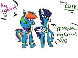 Size: 800x598 | Tagged: safe, artist:soarindash889, derpibooru import, rainbow dash, soarin', pegasus, pony, clothes, female, image, male, mare, png, shipping, simple background, soarindash, stallion, straight, transparent background, uniform, wonderbolts, wonderbolts uniform