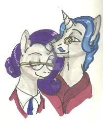 Size: 400x476 | Tagged: safe, artist:khwhitelion, derpibooru import, fancypants, rarity, pony, unicorn, female, horn, image, jpeg, male, mare, ship:raripants, shipping, stallion, straight, traditional art