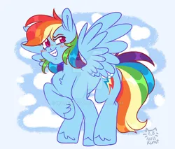 Size: 1280x1093 | Tagged: safe, artist:nullkunst, artist:nullkunstt, derpibooru import, rainbow dash, pegasus, pony, g4, blush scribble, blushing, deviantart watermark, female, grin, image, jpeg, mare, obtrusive watermark, signature, smiling, solo, watermark