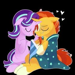 Size: 2000x2000 | Tagged: safe, derpibooru import, starlight glimmer, sunburst, unicorn, g4, female, glasses, horn, image, jpeg, male, original art, shipping, starburst, straight