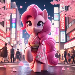 Size: 1024x1024 | Tagged: safe, ai content, derpibooru import, machine learning generated, prompter:bluey2309, pinkie pie, earth pony, female, image, japan, jpeg, tokyo