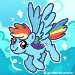 Size: 3000x3000 | Tagged: safe, artist:redpalette, derpibooru import, rainbow dash, pony, g4, cloud, cute, female, flying, image, mare, png, sky, smiling, sparkles, spread wings, wings