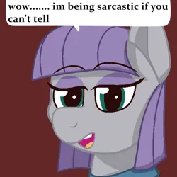 Size: 600x600 | Tagged: safe, artist:anonymous, derpibooru import, maud pie, ponified, earth pony, pony, g4, bust, drawthread, eyebrows, eyebrows visible through hair, female, image, looking at you, mare, open mouth, png, ponified comic, portrait, requested art, sarcasm, simple background, solo, speech bubble, talking to viewer, wow