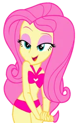 Size: 666x1080 | Tagged: suggestive, derpibooru import, screencap, fluttershy, equestria girls, g4, bare shoulders, bikini, charming, clothes, hot girl, image, png, seductive, semi-nude, sexy, spoilers for another series, swimsuit