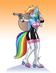 Size: 1687x2184 | Tagged: safe, artist:belaboy, ponerpics import, rainbow dash, anthro, breasts, clothes, fantasy class, female, gloves, image, latex, latex gloves, png, rogue, sonic the hedgehog (series)