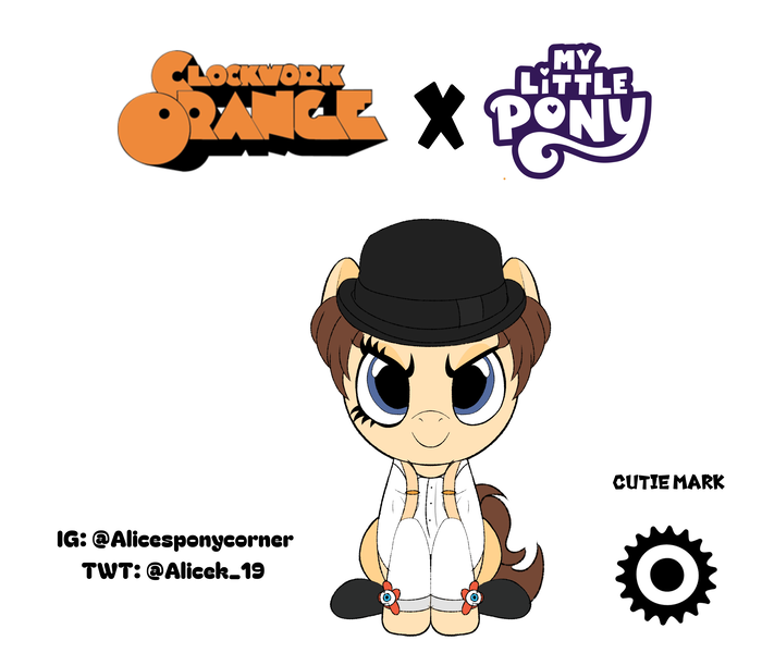 Size: 3089x2649 | Tagged: safe, artist:alicesponycorner, derpibooru import, oc, unofficial characters only, earth pony, pony, a clockwork orange, alex delarge, collaboration, contest entry, image, plushie, png, youtooz, youtooz mlp design competition