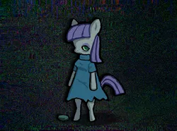 Size: 1312x974 | Tagged: safe, artist:catponything, derpibooru import, maud pie, earth pony, pony, semi-anthro, g4, bipedal, boulder (g4), image, looking at you, ominous, png, rock, standing, static, void