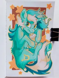 Size: 1152x1536 | Tagged: safe, artist:thunderball, derpibooru import, lyra heartstrings, pony, unicorn, g4, female, horn, image, jpeg, mare, photo, solo, traditional art