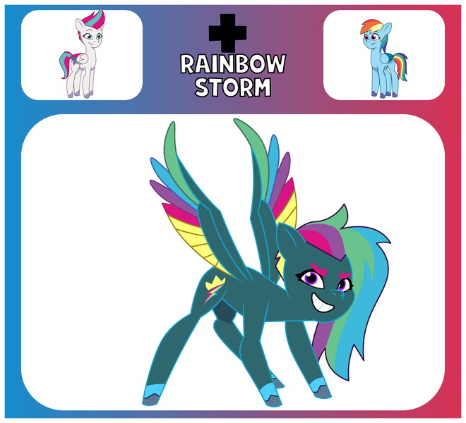 Size: 1650x1500 | Tagged: safe, artist:prixy05, derpibooru import, rainbow dash, zipp storm, oc, oc:rainbow storm, pegasus, pony, g4, g5, my little pony: tell your tale, female, fusion, fusion:rainbow dash, fusion:zipp storm, image, mare, png, zipp and her heroine