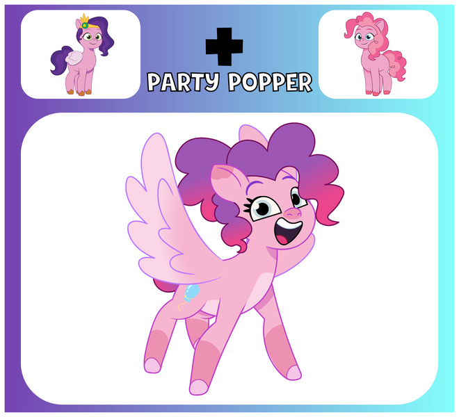 Size: 1650x1500 | Tagged: safe, artist:prixy05, derpibooru import, pinkie pie, pipp petals, oc, oc:poppy partypopper, pegasus, pony, g4, g5, my little pony: tell your tale, female, fusion, fusion:pinkie pie, fusion:pipp petals, image, mare, pipp and her 2nd heroine, png