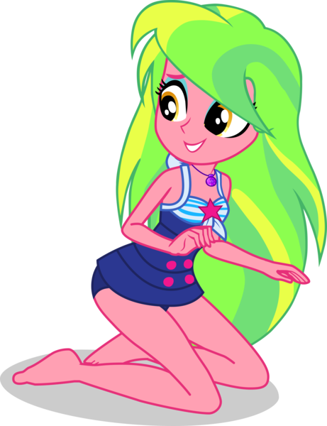 Size: 3052x3975 | Tagged: safe, alternate version, artist:dustinwatsongkx, derpibooru import, lemon zest, human, equestria girls, equestria girls series, g4, x marks the spot, accessory swap, armpits, bare shoulders, barefoot, clothes, clothes swap, cute, feet, female, geode of telekinesis, grin, image, jewelry, kneeling, looking over shoulder, magical geodes, my little pony equestria girls: better together, necklace, one-piece swimsuit, png, sci-twi swimsuit, simple background, sleeveless, smiling, solo, swimsuit, swimsuit swap, teeth, transparent background, vector, zestabetes