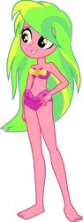 Size: 631x1671 | Tagged: safe, alternate version, artist:dustinwatsongkx, derpibooru import, edit, lemon zest, equestria girls, g4, bare shoulders, barefoot, belly, belly button, bikini, clothes, equestria girls specials, feet, female, image, my little pony equestria girls: better together, my little pony equestria girls: forgotten friendship, pinkie pie swimsuit, png, simple background, sleeveless, solo, strapless, swimsuit, swimsuit edit, transparent background, vector