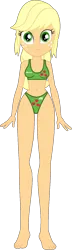 Size: 435x1508 | Tagged: safe, anonymous artist, derpibooru import, edit, applejack, human, equestria girls, g4, belly, belly button, bikini, breasts, clothes, cropped, female, hatless, image, looking at you, missing accessory, png, simple background, solo, swimsuit, transparent background