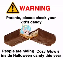 Size: 790x732 | Tagged: safe, artist:cozyglowisreal, derpibooru import, cozy glow, g4, candy, chocolate, food, halloween, holiday, image, jpeg