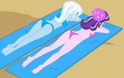 Size: 4755x2982 | Tagged: suggestive, artist:gmaplay, derpibooru import, starlight glimmer, trixie, g4, ass, bikini, butt, clothes, duo, duo female, female, glimmer glutes, image, lying, lying down, png, prone, sunbathing, swimsuit, the great and powerful ass